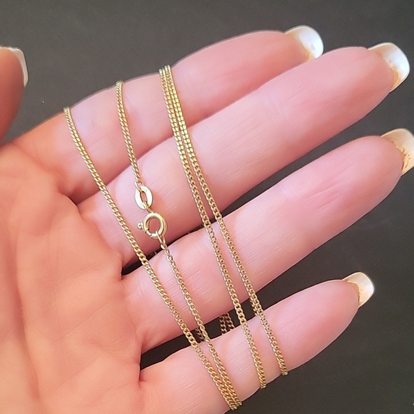 18K Gold Curb-link Chain Necklace, LONG 26" Length! - Picture 3 of 11